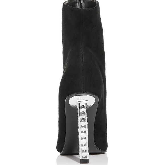 Aqua “Perin” Suede Pointed Toe Crystal High Heel Booties - Picture 3 of 5